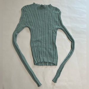 Lioness Ribbed Knit Top in Teal